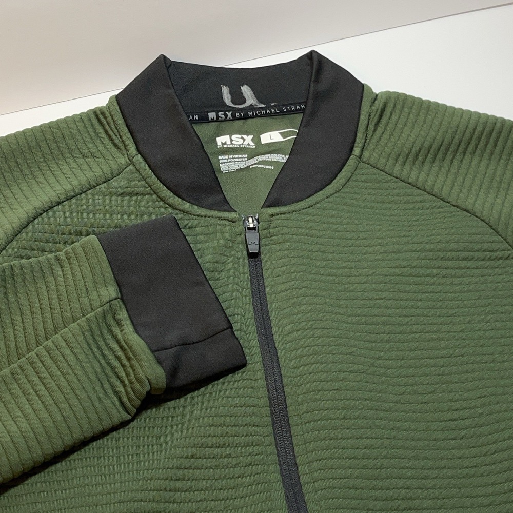 MSX Jacket Michael Strahan Men's Rubbed‎ Green Full Zip Athleisure Sz L